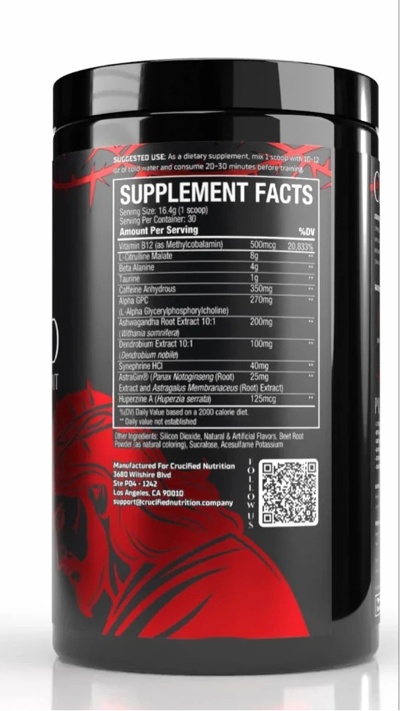 CRUCIFIED Pre-Workout Crucified Nutrition 30 Servings