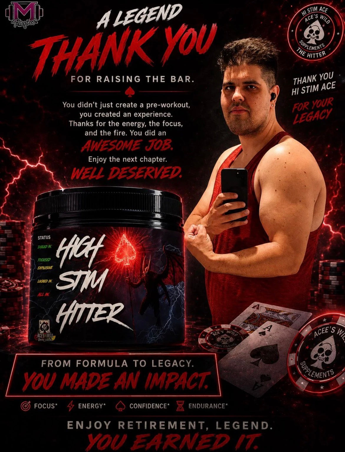 PRE-ORDER NOW  High Stim Hitter Extreme Pre-Workout Project M x High Stim Ace