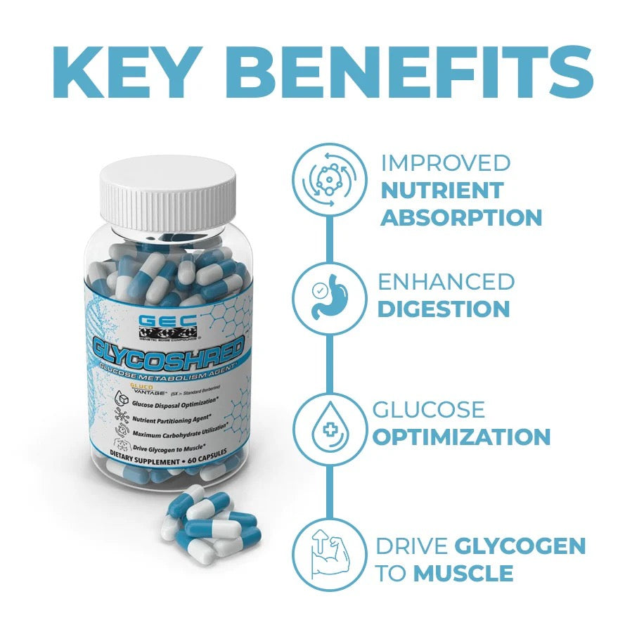 GEC Glycoshred Glucose Disposal Agent Nutrient Partitioning Agent 60 Capsules