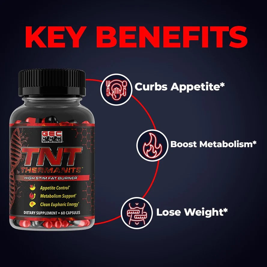 GEC TNT Thermanite Extreme Fat Burner Thermogenic Weight Loss 60 Capsules