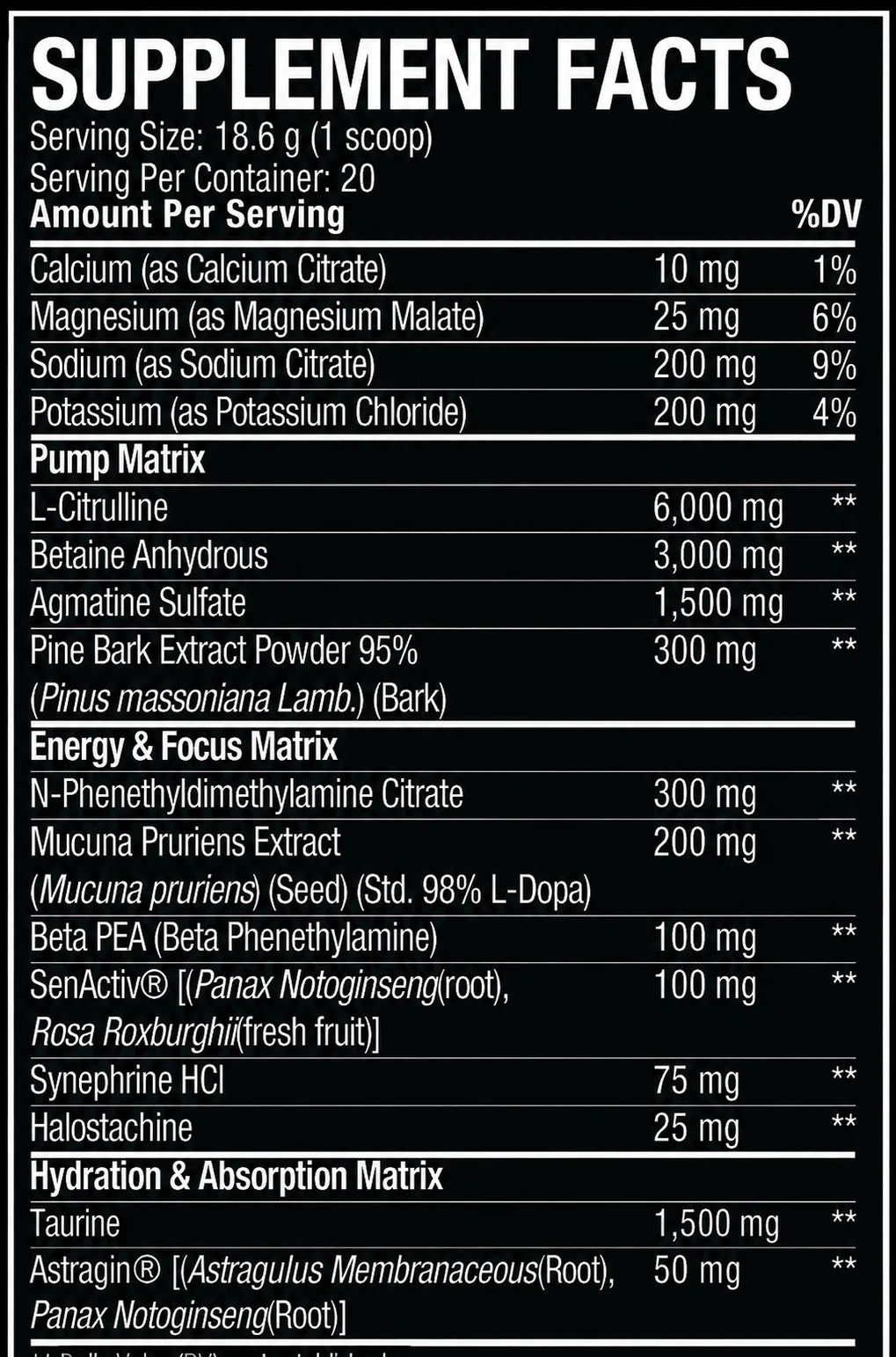 Blazing Pillar High Stim Pre-Workout Zero Caffeine